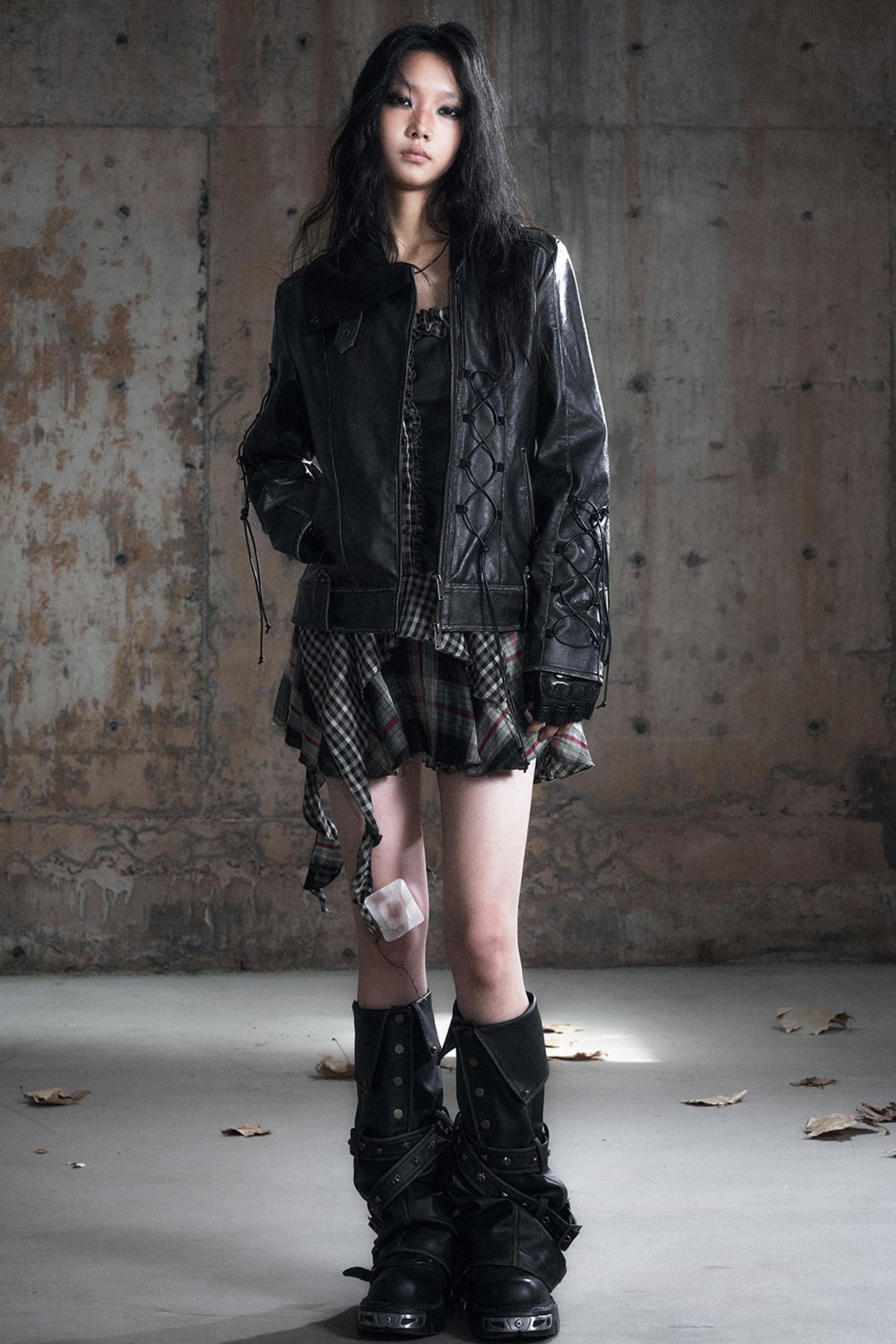 Panelled Knit Leather Jacket