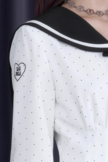 Sailor Neck Dress With Sweater Set-Up