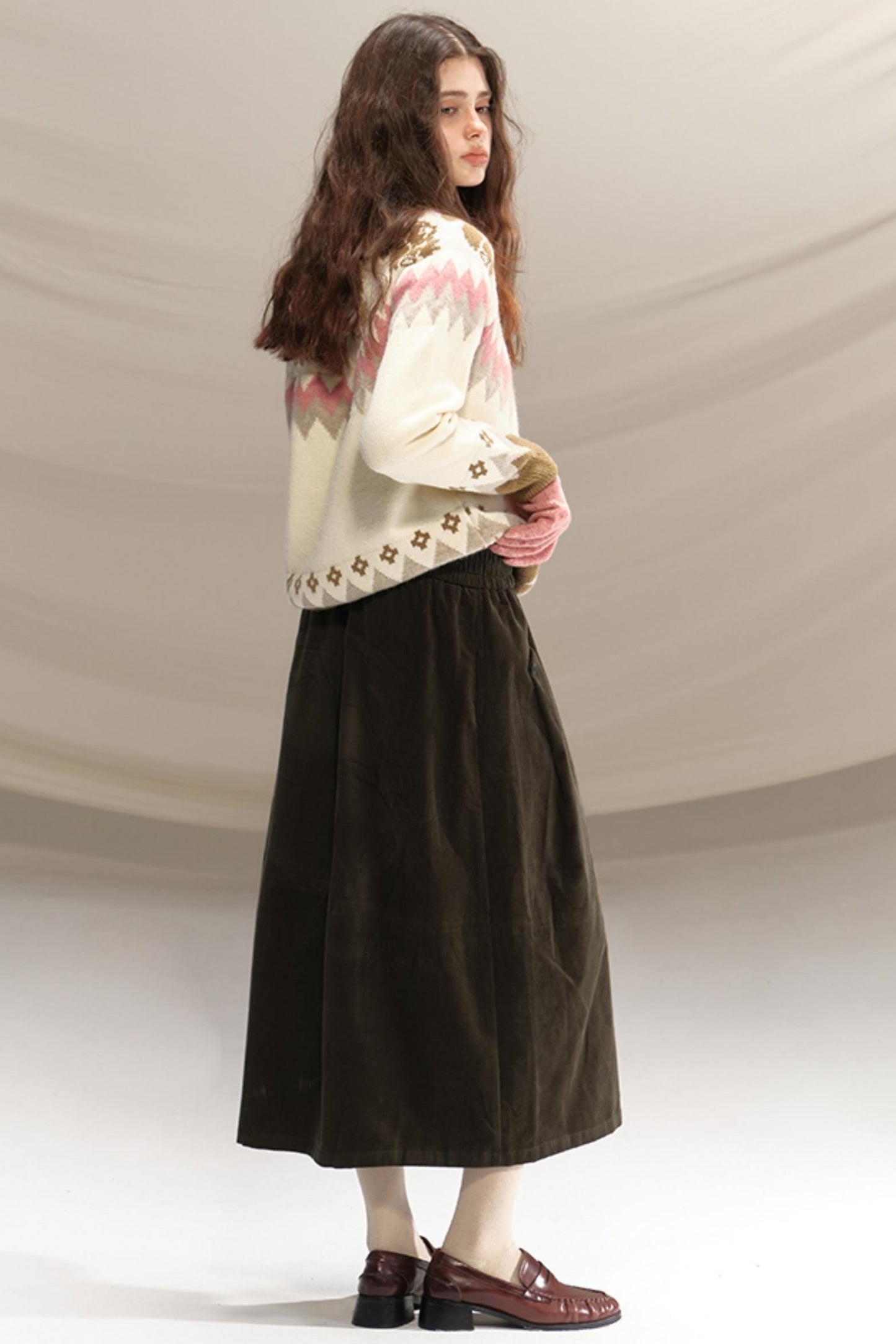 Retro Green Pleated Skirt