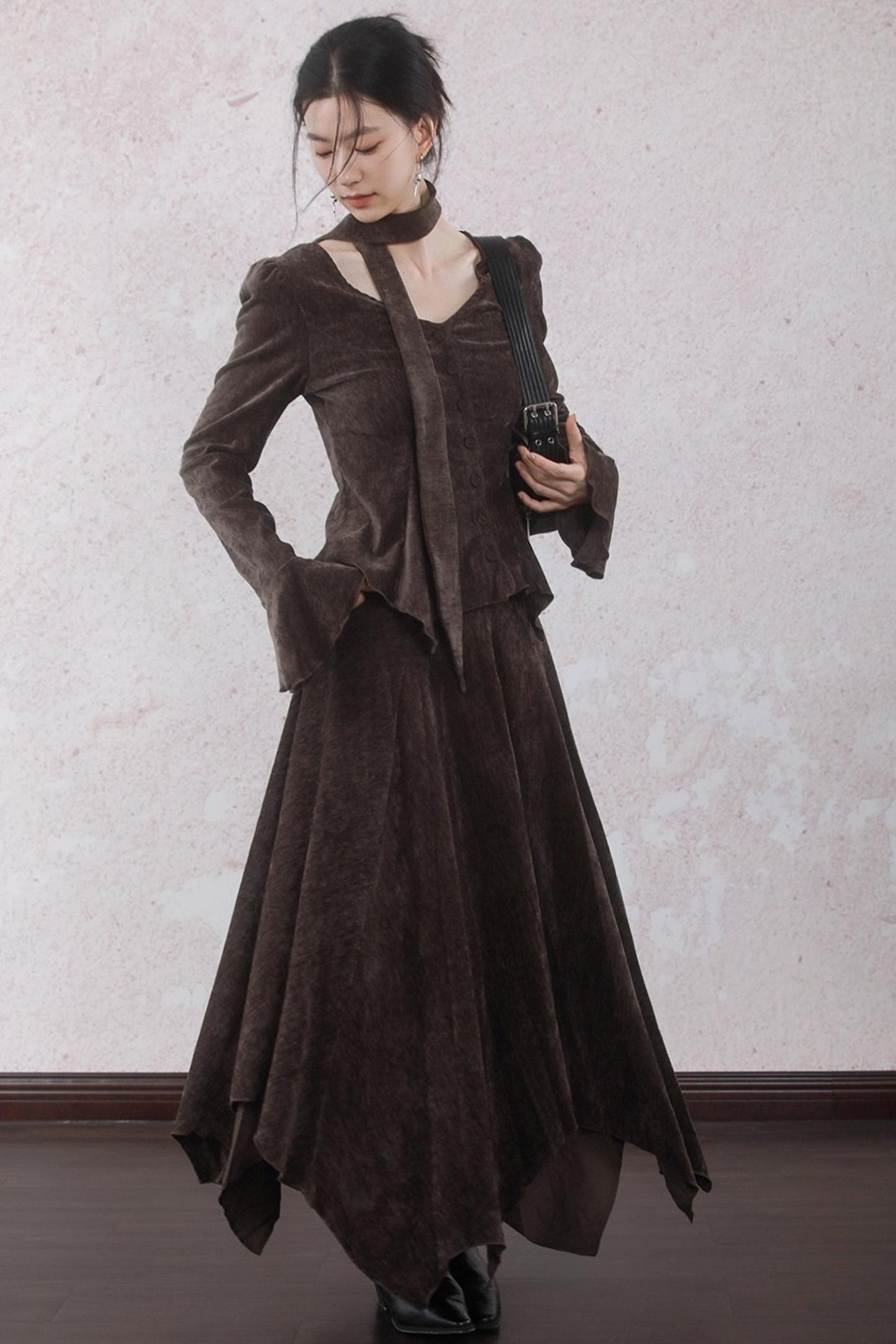 Winter Velvet Top Skirt Set-Up