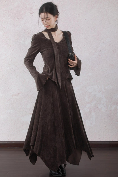 Winter Velvet Top Skirt Set-Up