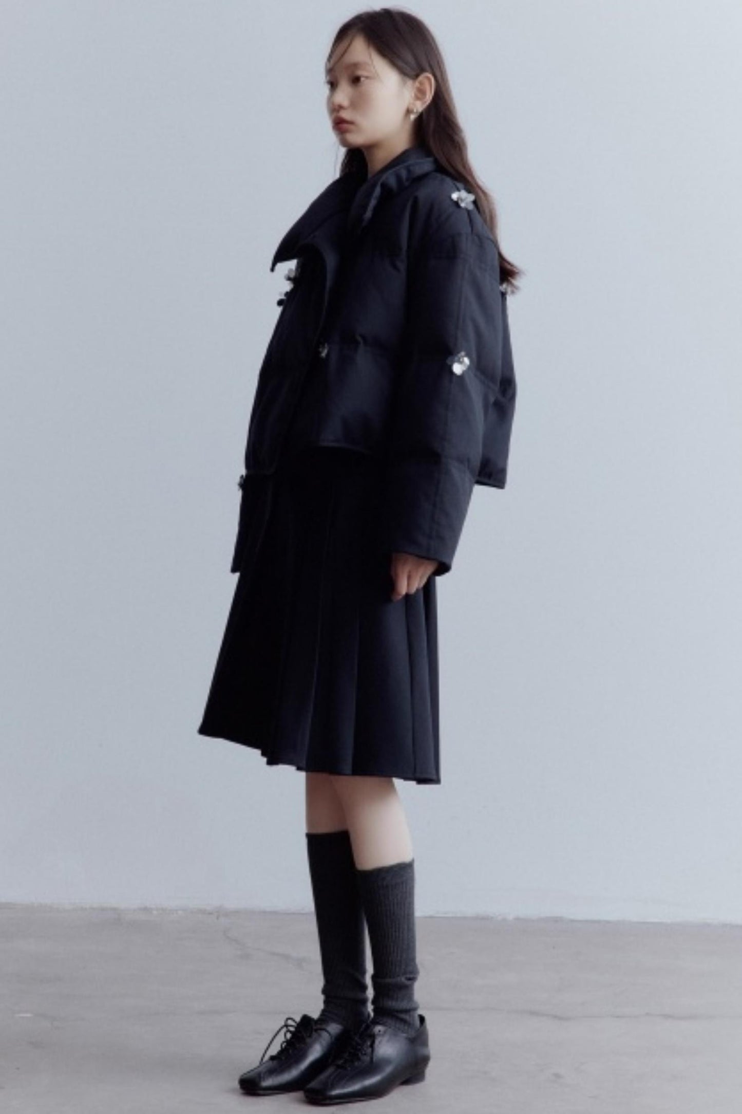 Meteorite Lime Wool Pleated Midi Skirt