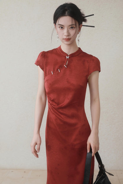 Summer Satin Cheongsam Dress