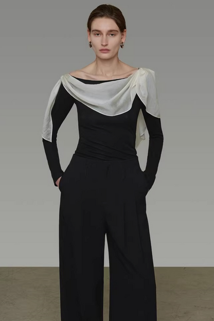 Spliced Neckline Knit Top