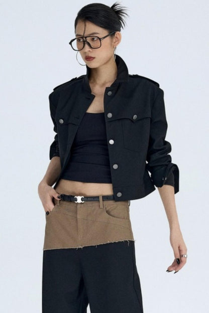 Black Fleece-Lined Workwear Jacket