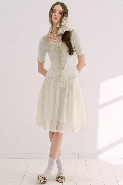 Original Gray-Green Lace Knit Top