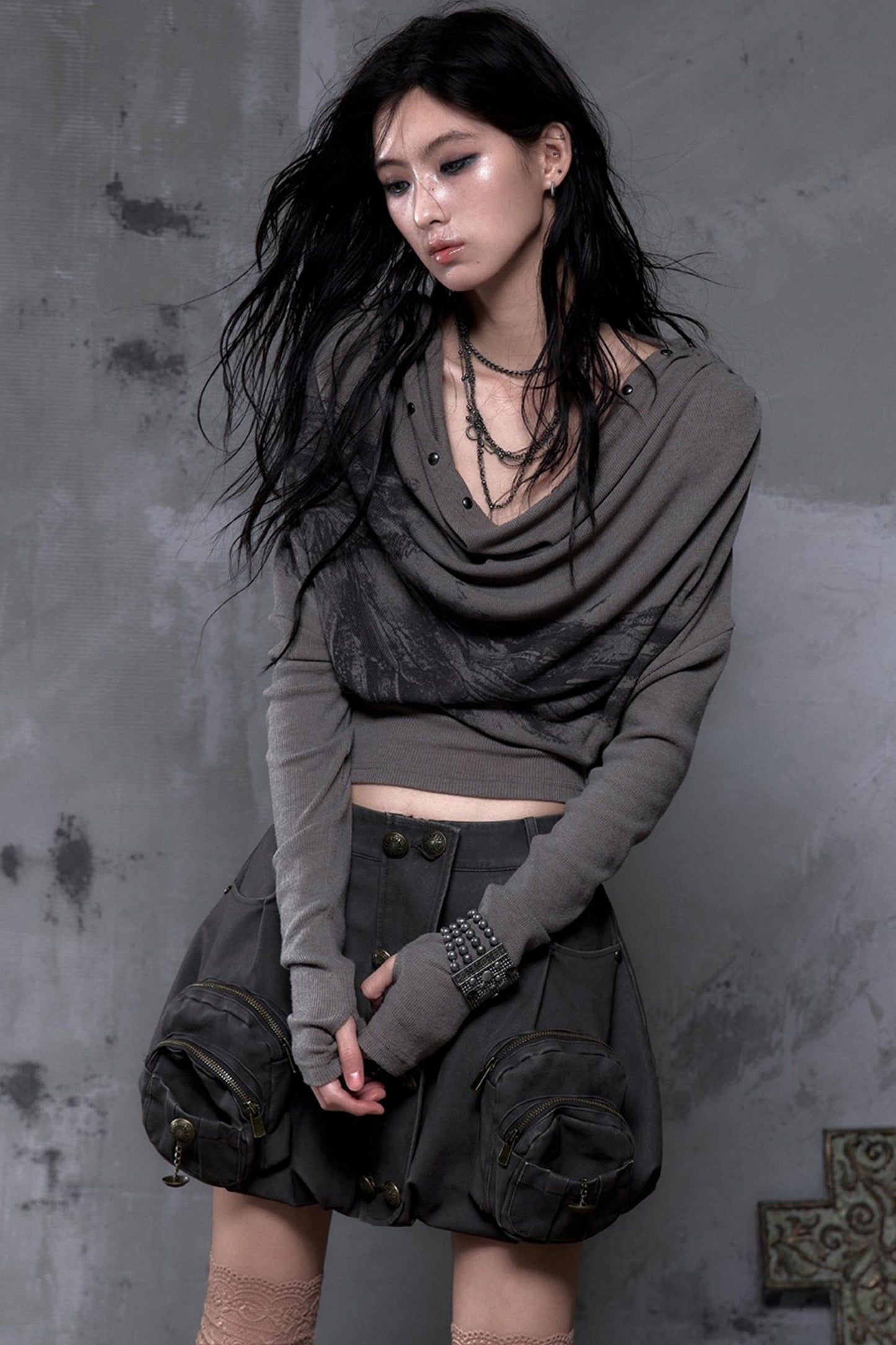 Wasteland Swing Collar Knitted Tops
