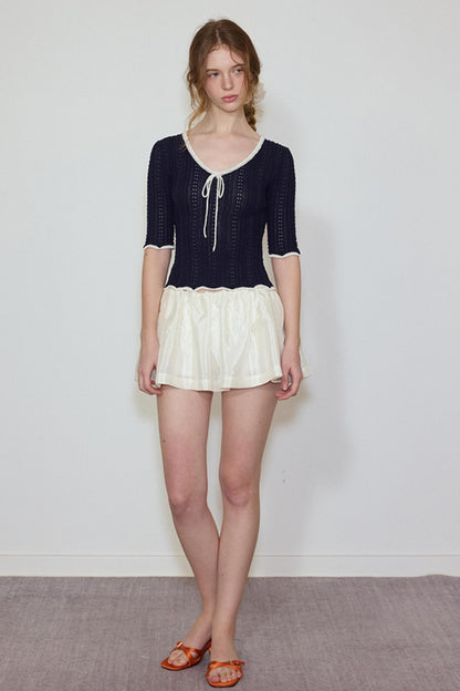 Summer Navy Lace Top