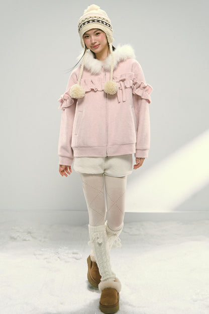 White Fur Elasticated Waist Shorts