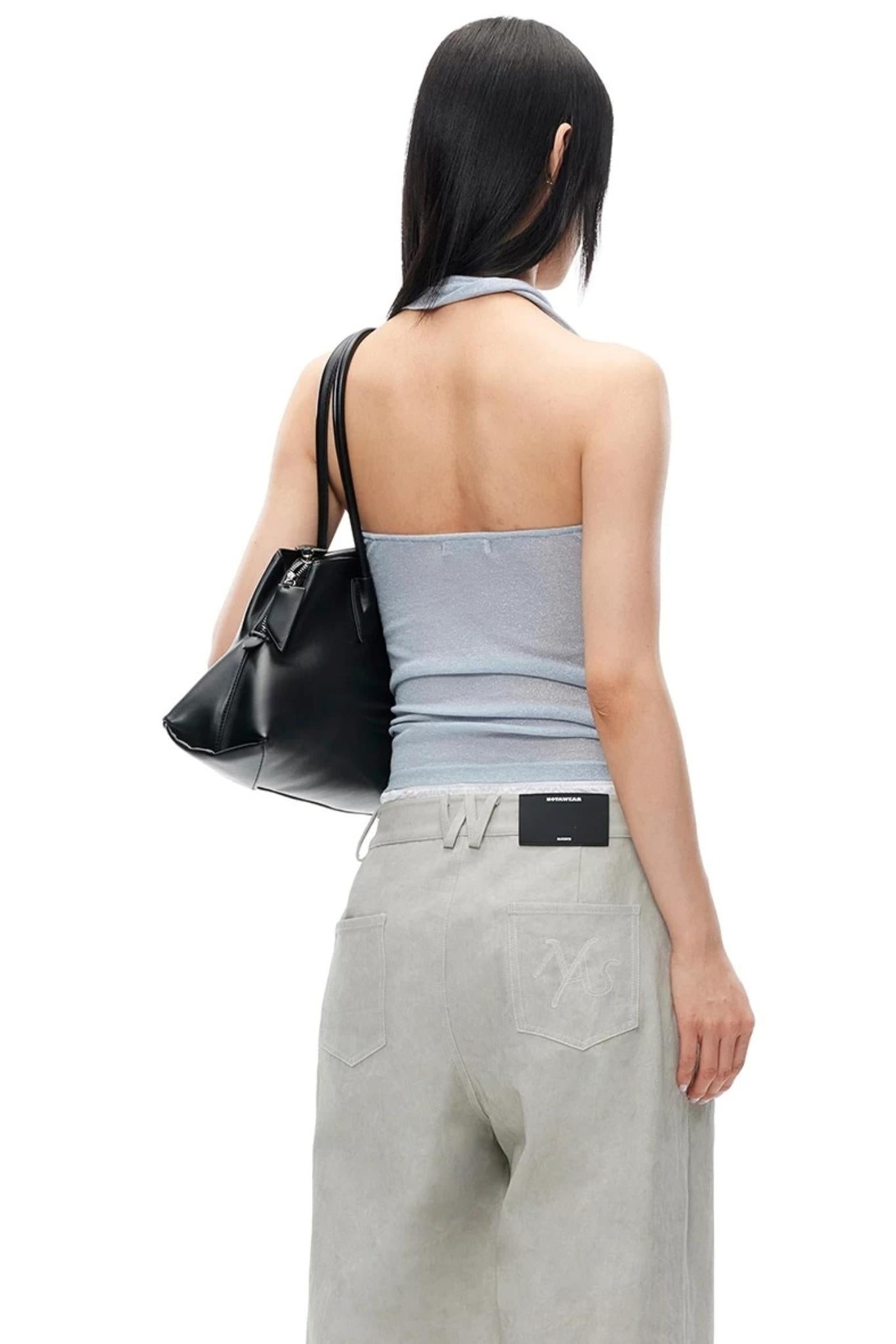 Silver Silk Halter Vest