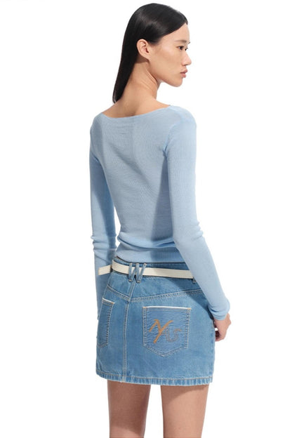 Red-eared Modern Denim Skirt