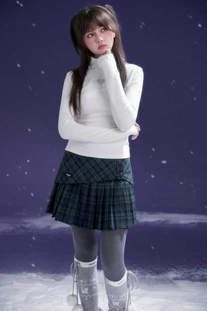 Versatile Dark Green Pleated Skirt