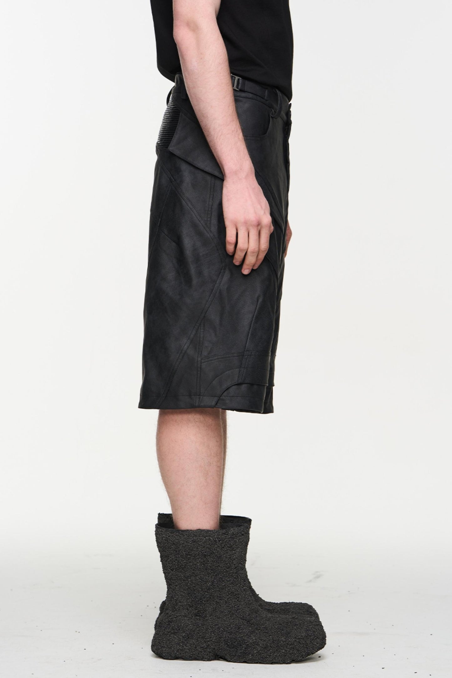 Patchwork Leather Shorts