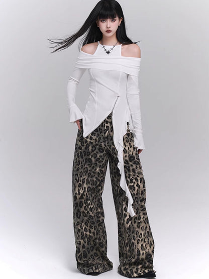 Leopard Print Wide-Leg Pants