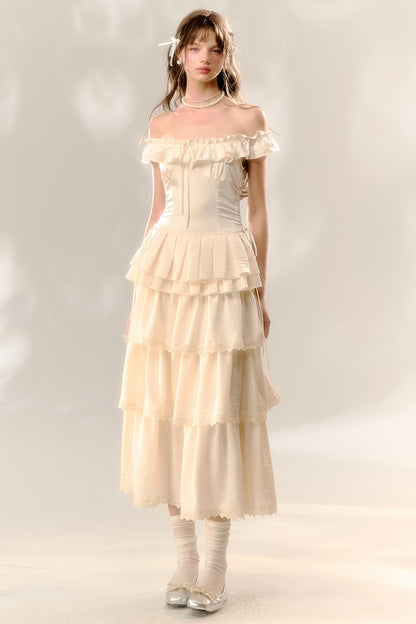 Lady Bird Vintage Beige Cake Dress