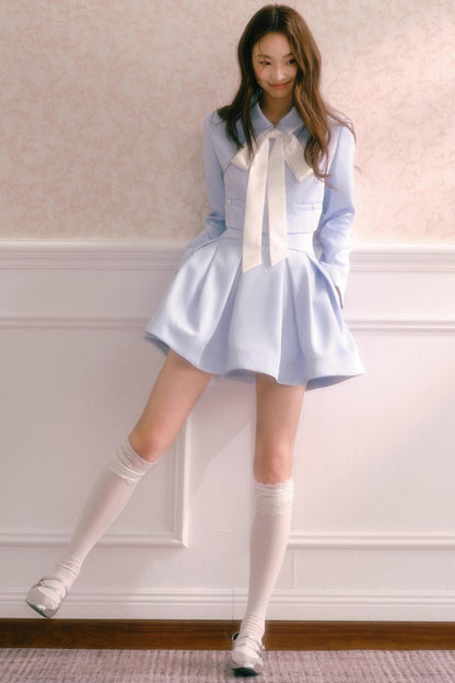 Korean Style Lace-Up Puffy Skirt Set-Up