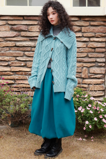 Wool Cable Knit Cardigan