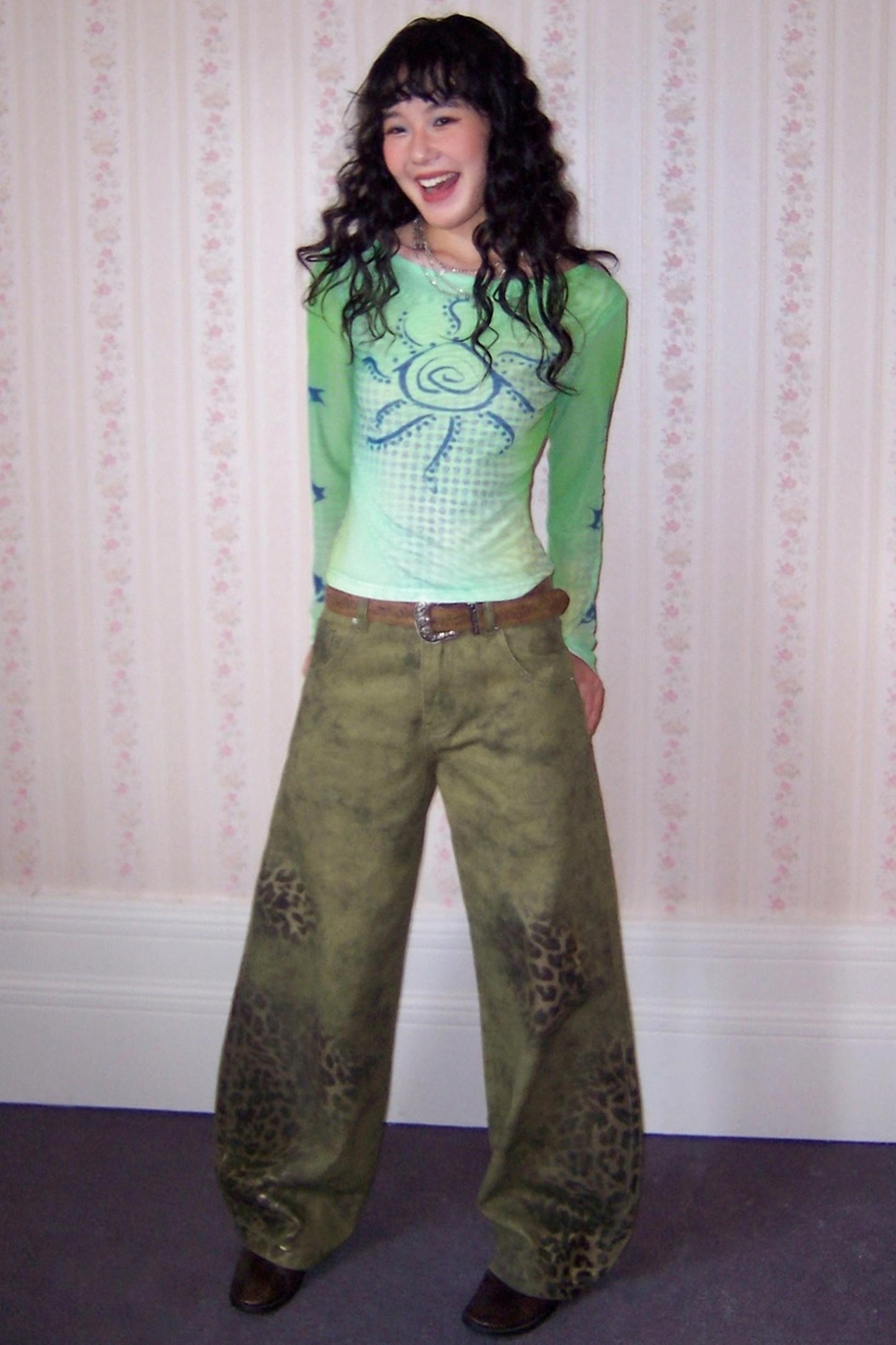 Mesh Slim Long-Sleeved Top