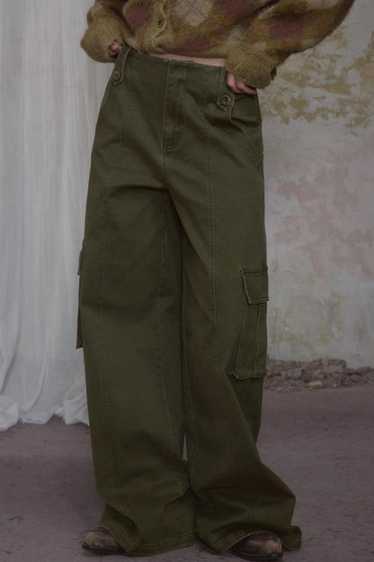 Cool Military Green Cargo Jeans