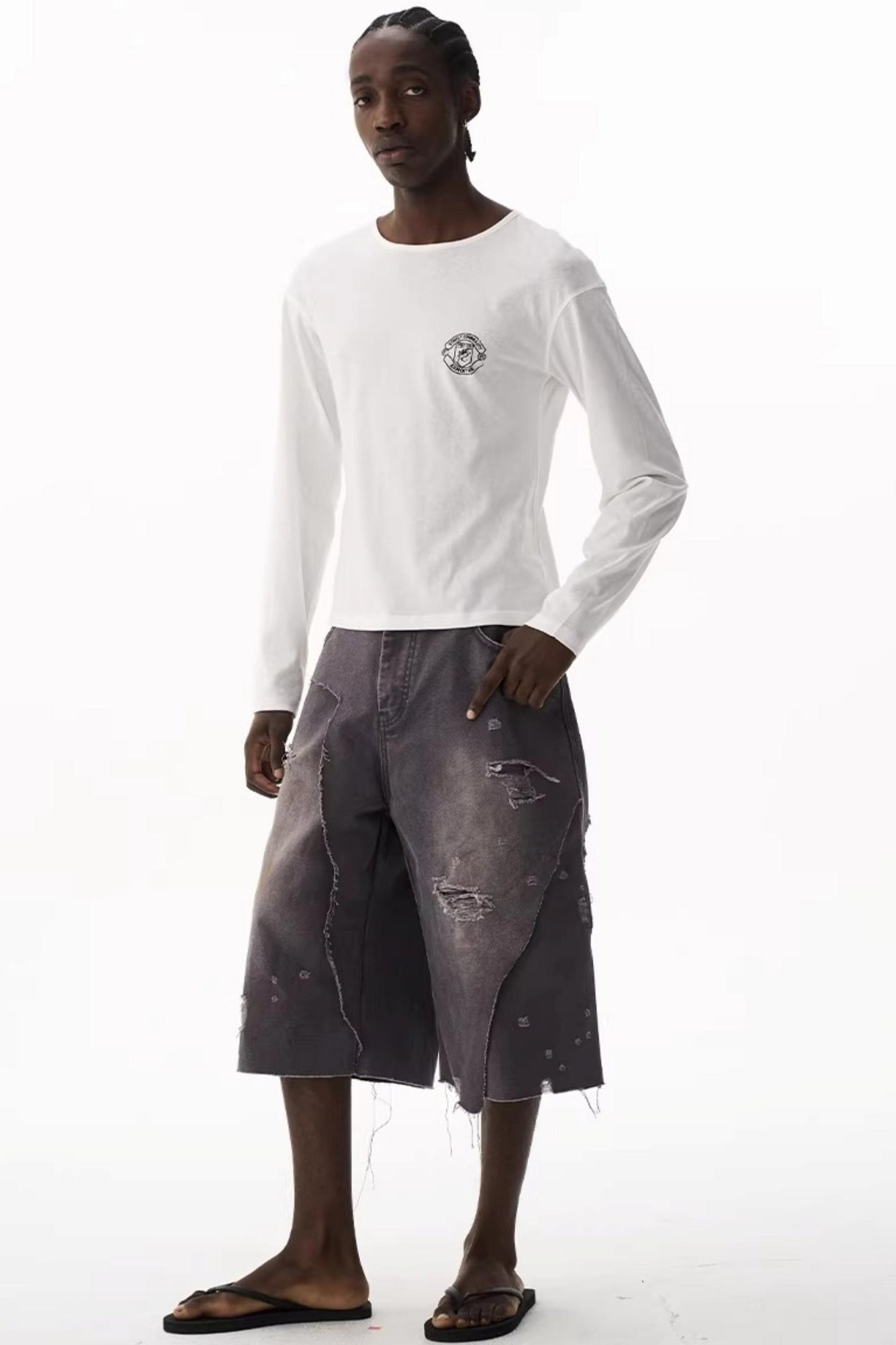 Double-Layer Distressed Shorts