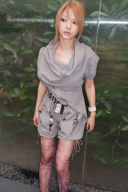 Irregular Patchwork Lantern Shorts