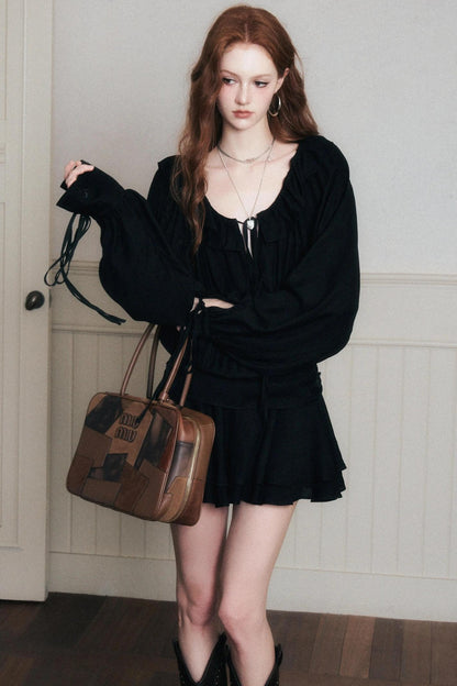 Black Chiffon Satin Dress