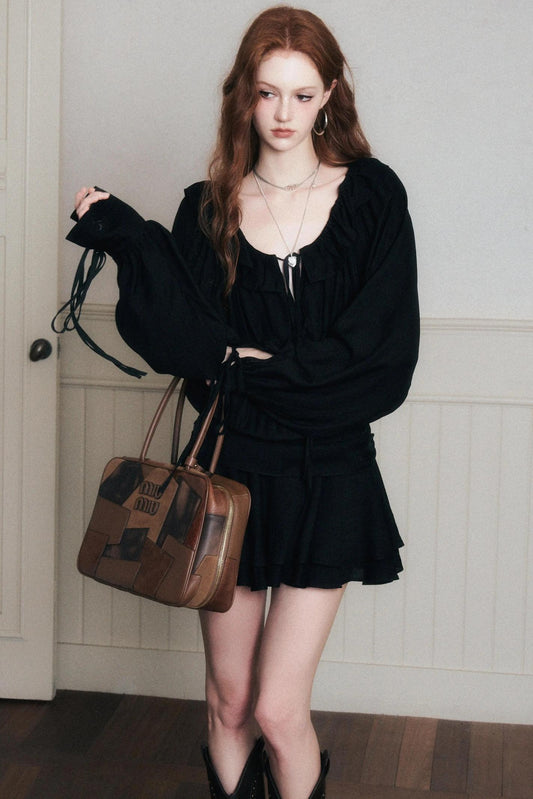 Black Chiffon Satin Dress