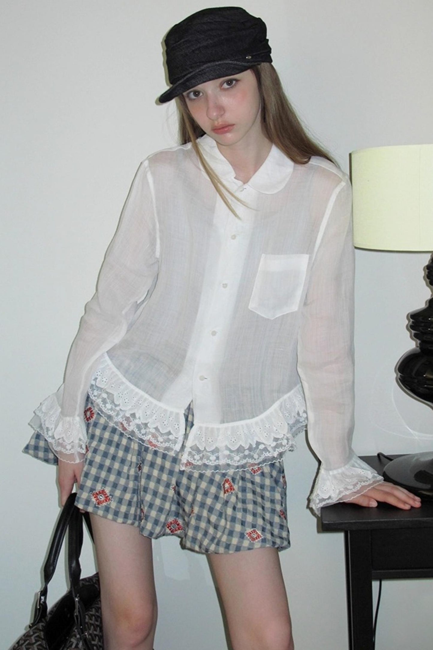 Vintage Doll Collar Lace White Shirt