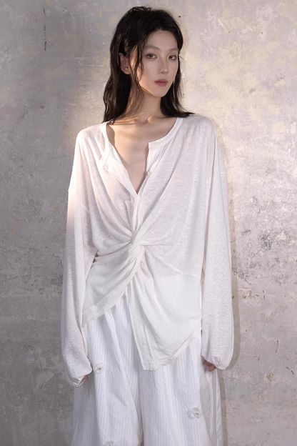 Linen Deconstructed Knit Cover-Up