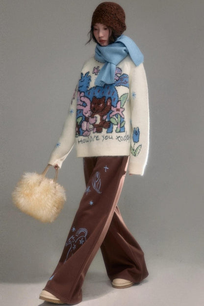 Plush Animal Jacquard Sweater