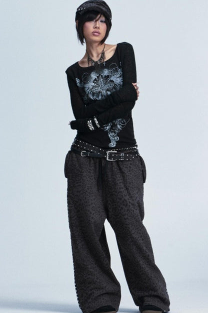 Two-Tone Cross Print Top