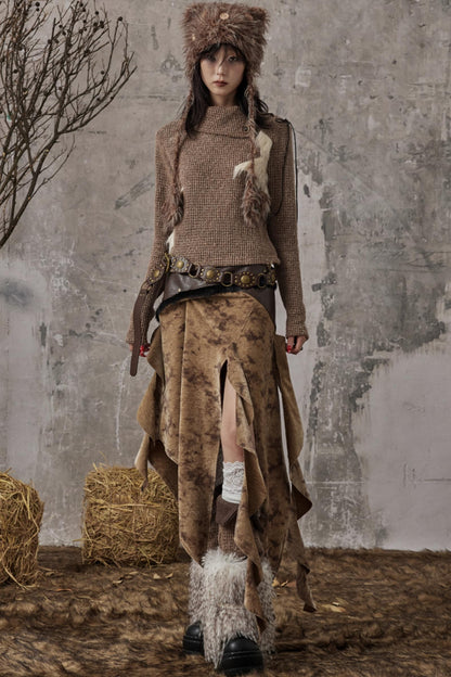 Wandering Style Retro Rivets Skirt