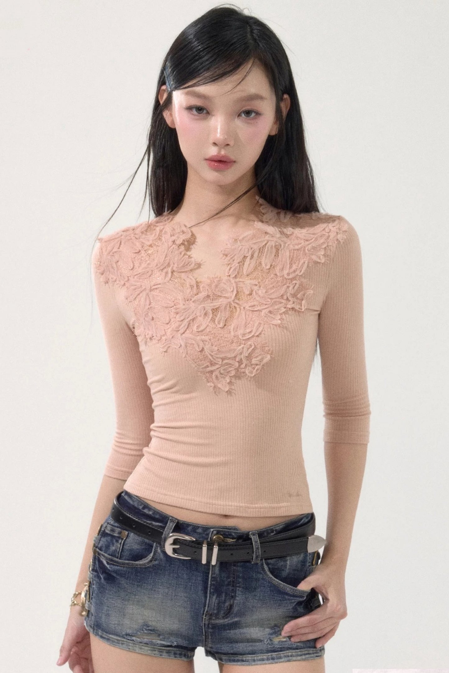 Lace Floral V-Neck Top
