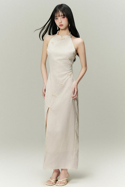 High-Slit Vintage Chinese Dress