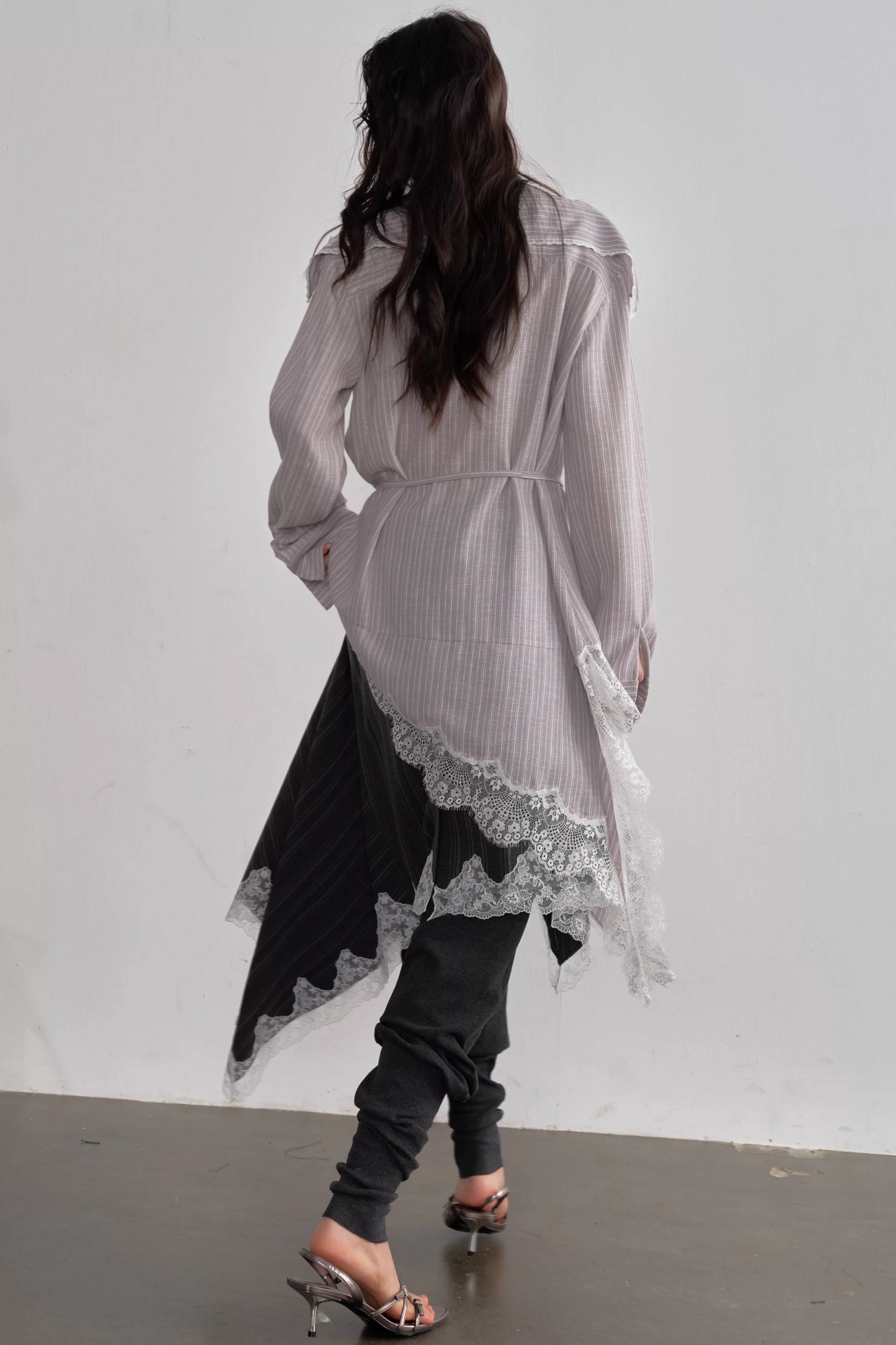 Lace Applique Asymmetrical Blouse