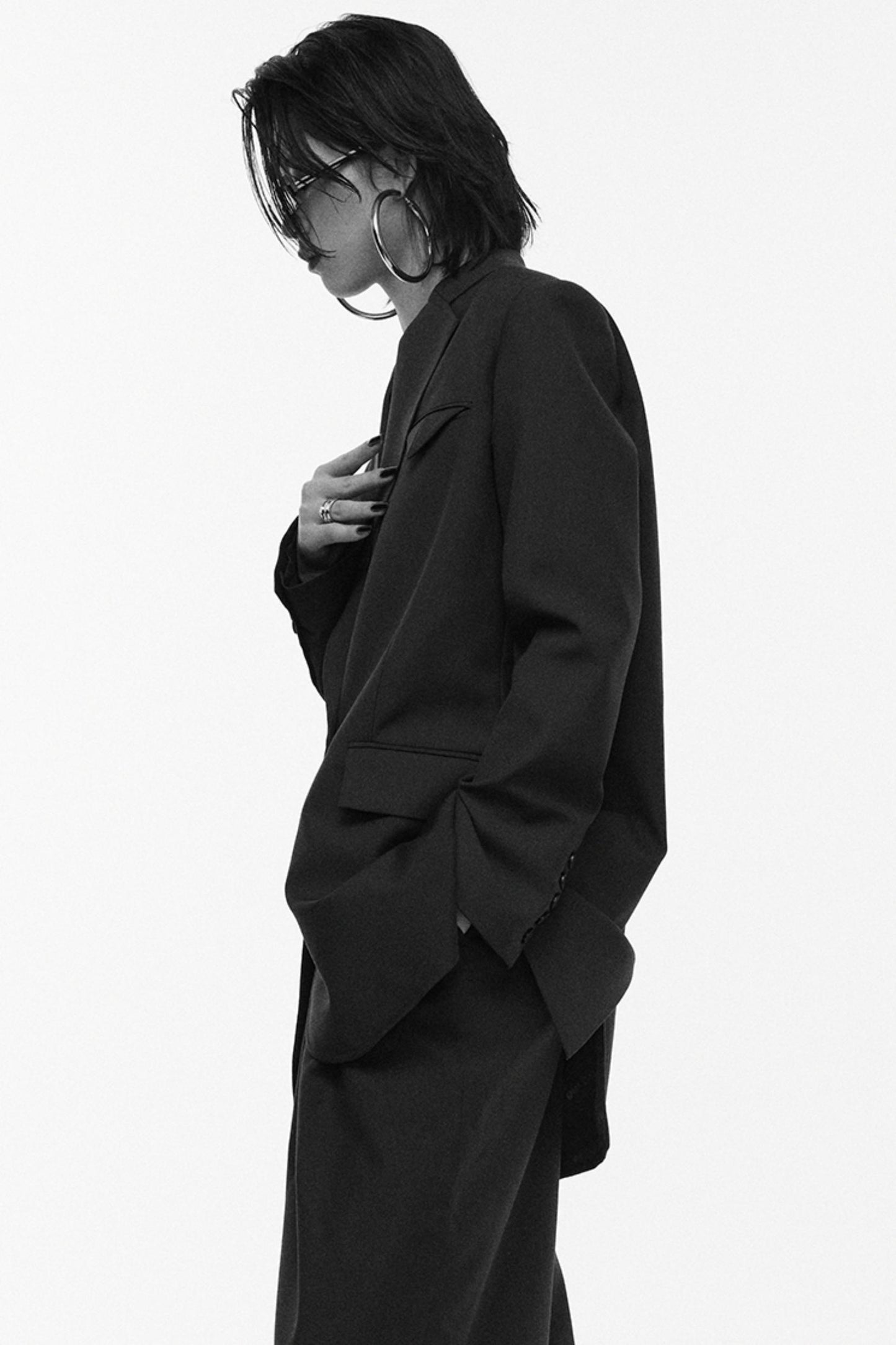 Black Pleated Wide-Leg Pants