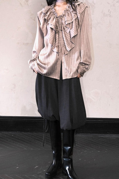 Three-Dimensional Wool Drawstring Pants