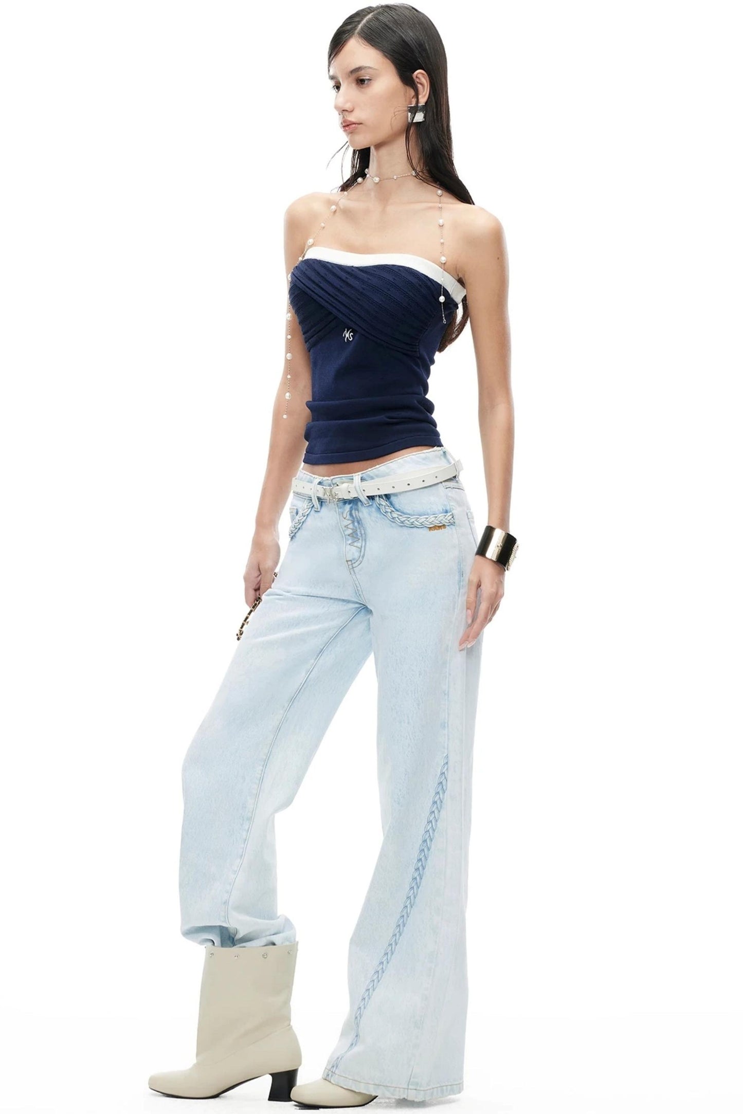 Lace Knit Ruched Vest