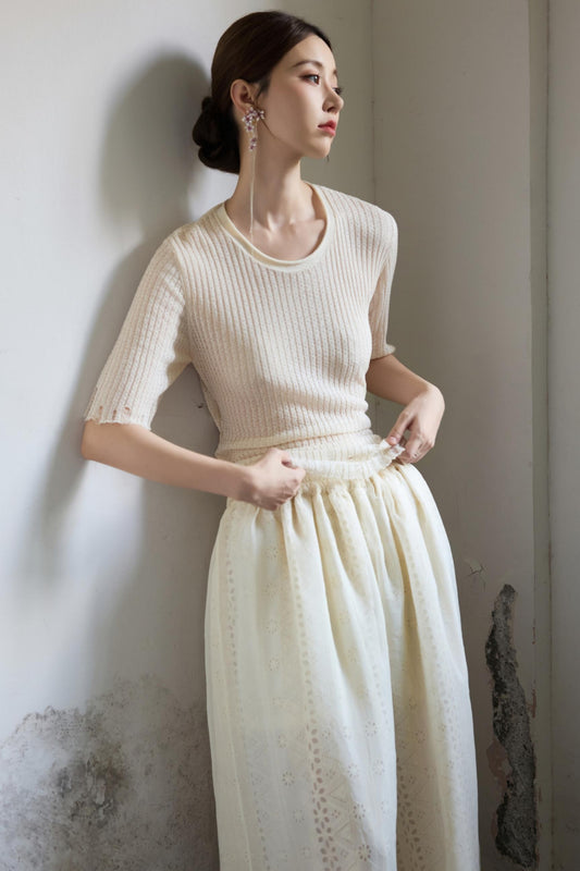 Beige Knitted T-Shirt