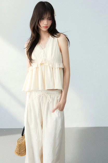 Lace Camisole Floral Pants