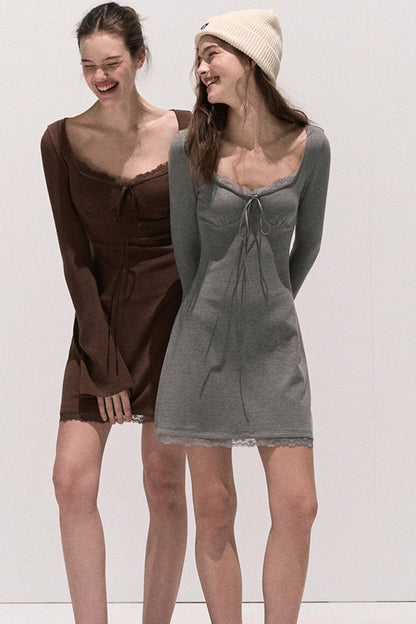 Basic Lace Knit Waist Dress