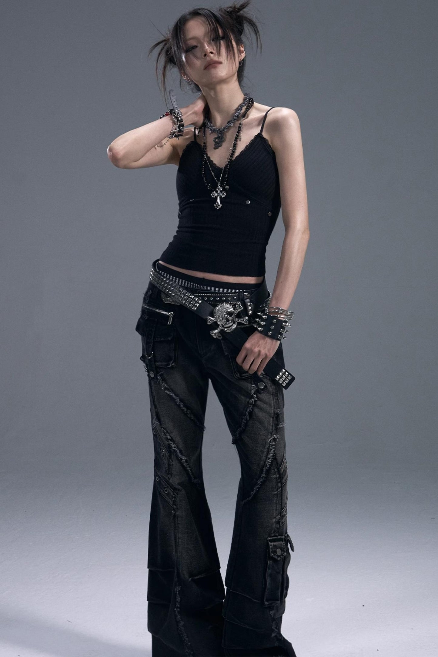 Casual Distressed Punk Bootcut Jeans