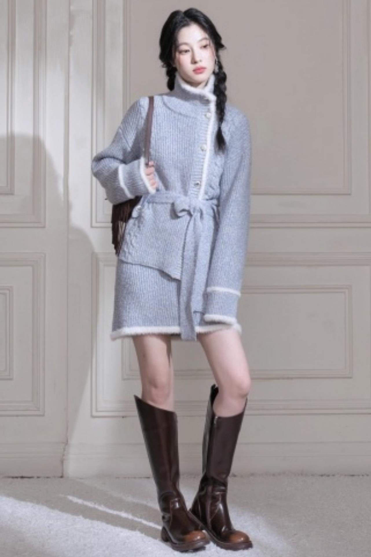 Blue Island Floral Wool Suit Set-up