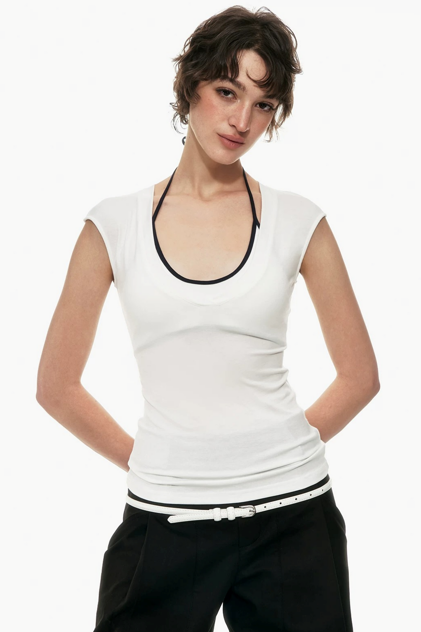 Viscose V-Neck Sleeveless Top