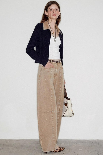 Washed Nail Beads Loose Scimitar Jeans