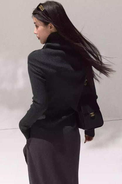 Moonlit Pit Strip Wool Knit Sweater