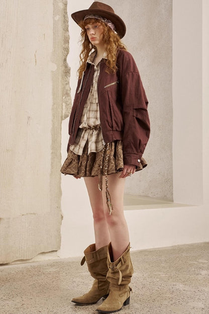 Kitten Badge Dropped Shoulder Jacket