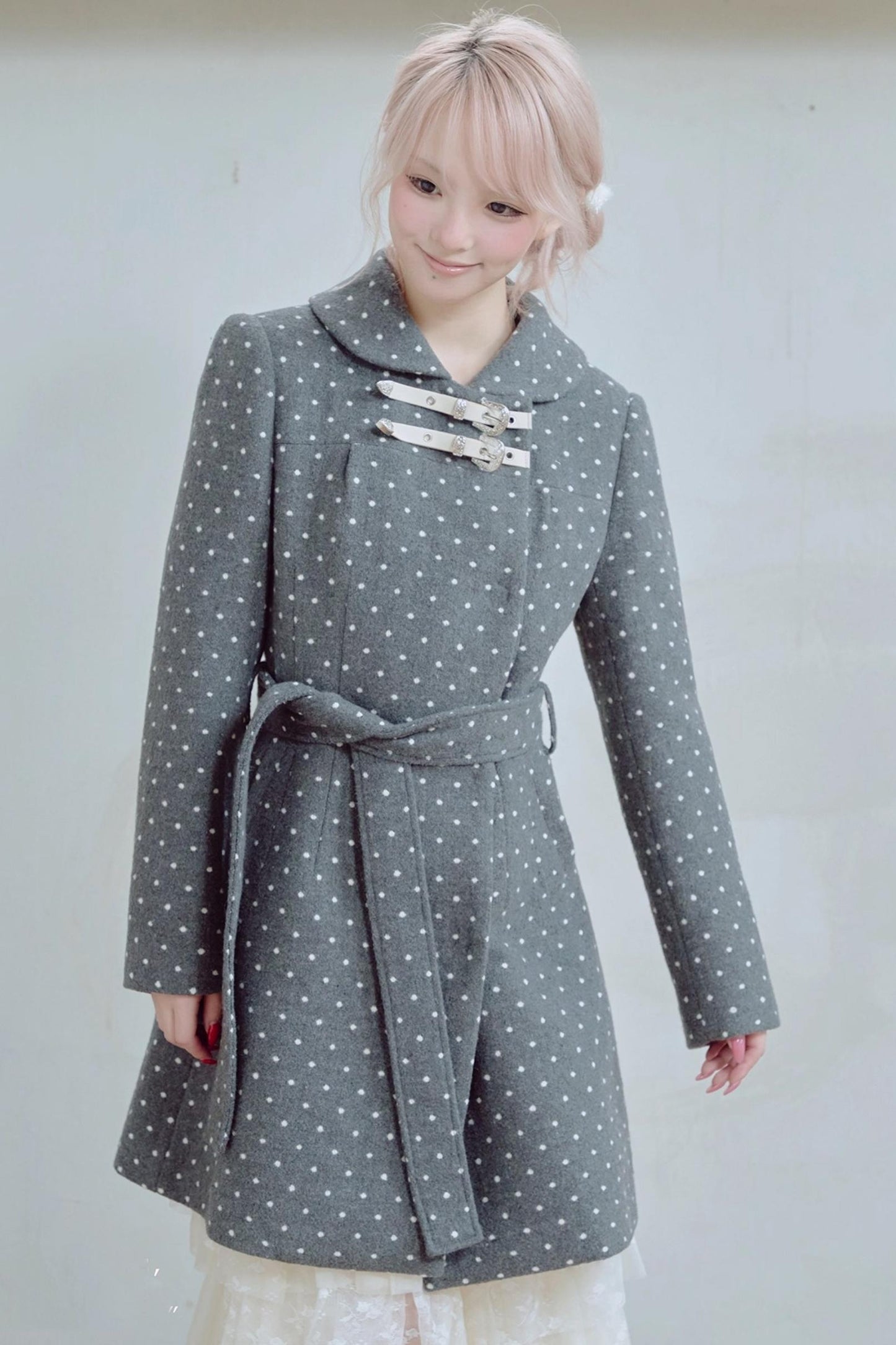 Retro Polka Dot Woolen Coat
