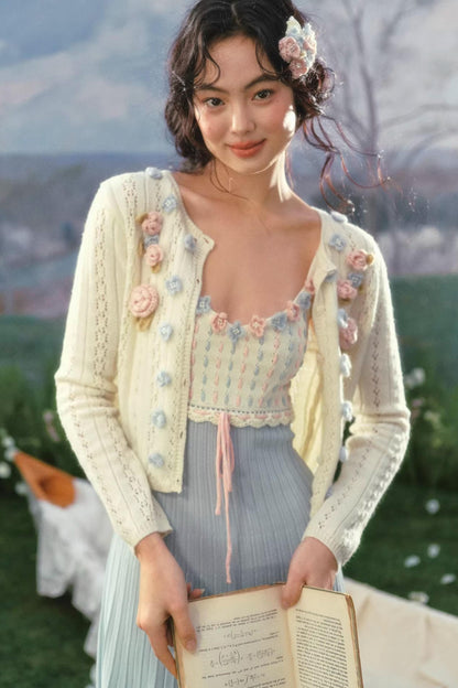 French Country Rose Knit Dress Set-Up