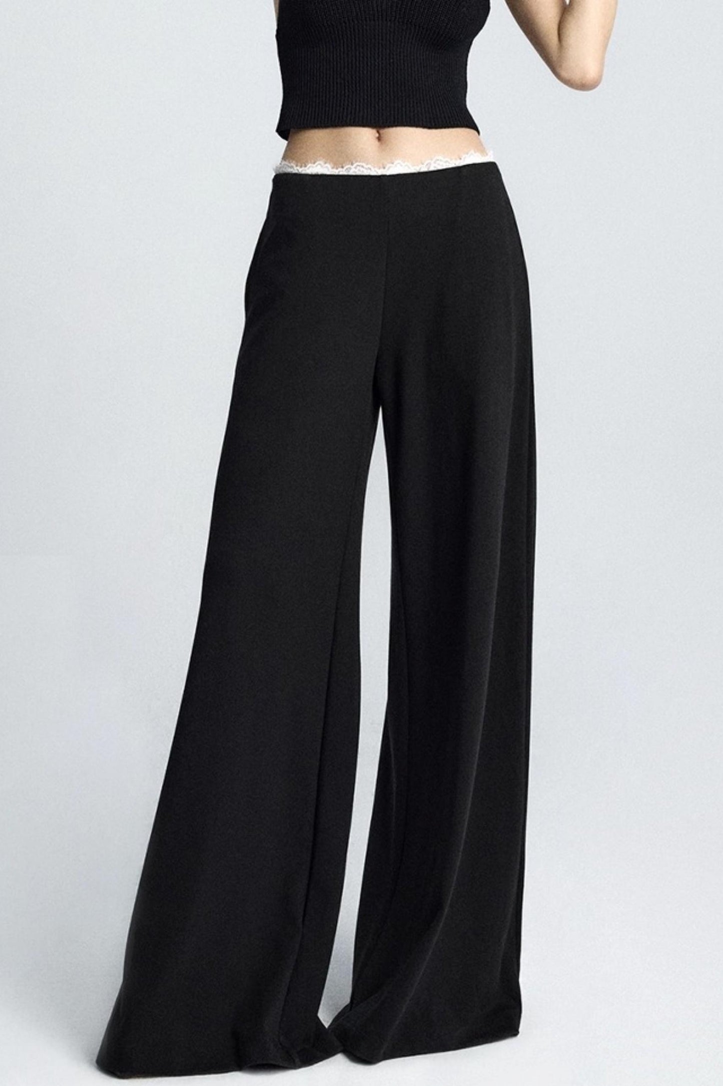 Summer Lace Draped Wide-Leg Pants